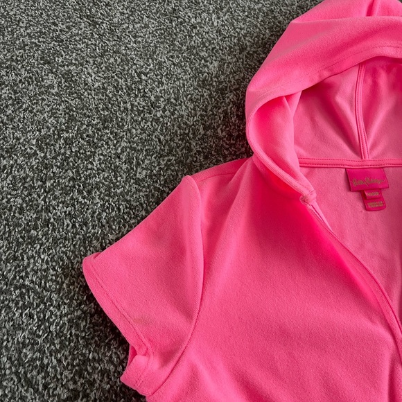 Lily Pulitzer Girls Pink Beach Zip Cover Up with Hoodie - Picture 6 of 8